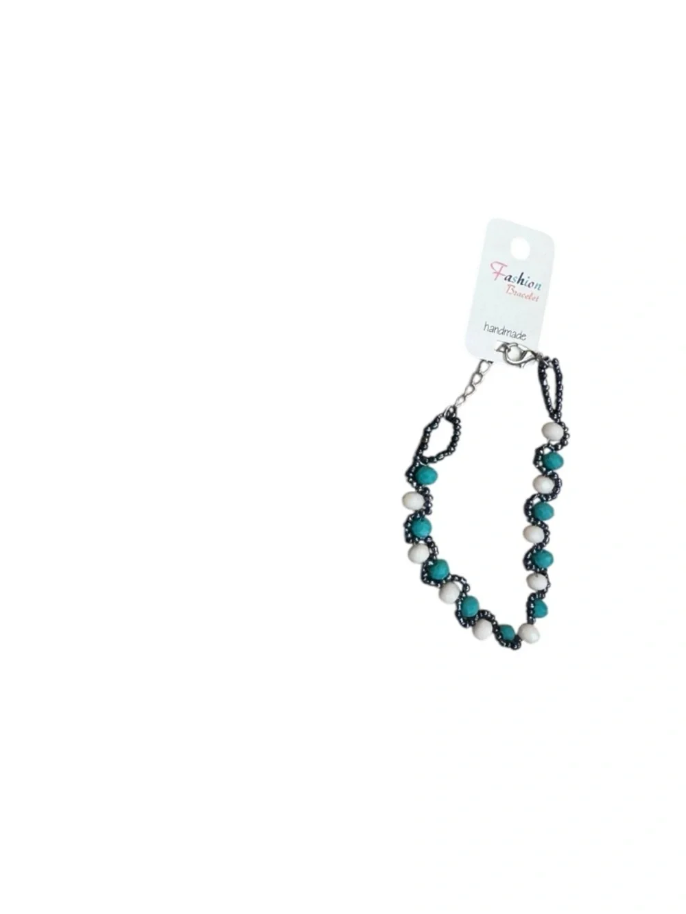NEW! Handmade Bracelet blue and white beads silver NWT with a bohemian flair!